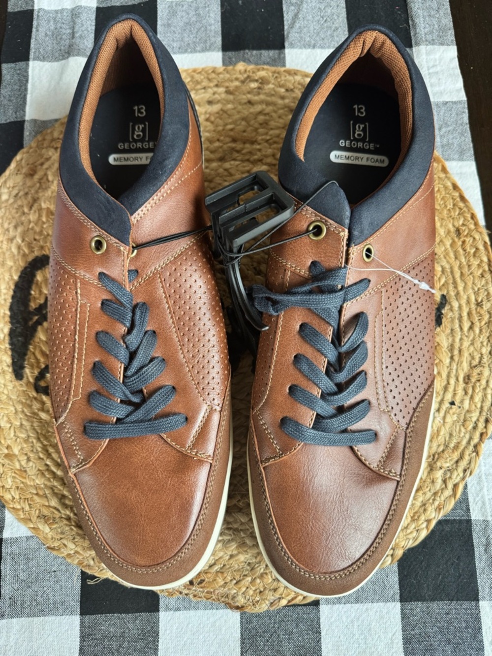 George Brown Faux-Leather Casual Lace-Up Loafers with Black Trim